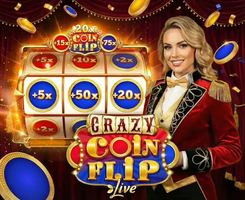 Coin Flip Crazy Time — moneda rojo vs azul con multiplicadores